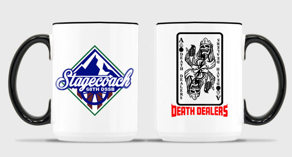 15 oz Coffee Mug- All White or White with Black Trim.