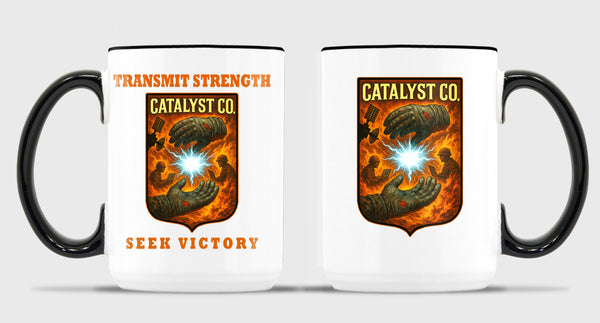15 oz Coffee Mug- All White or White with Black Trim.