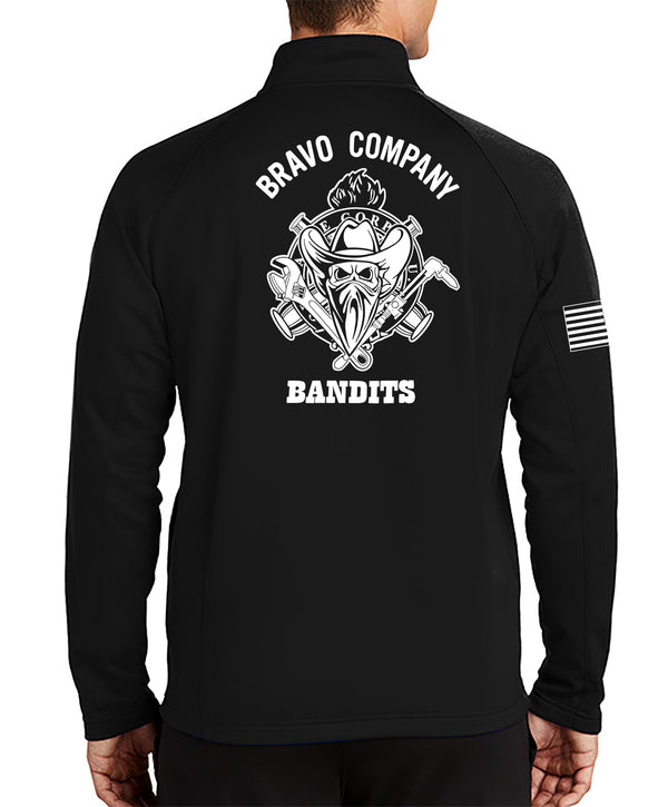 Bandits 1/4 Zip Black Sweatshirt, White Design. This sweatshirt is NOT Approved for PT