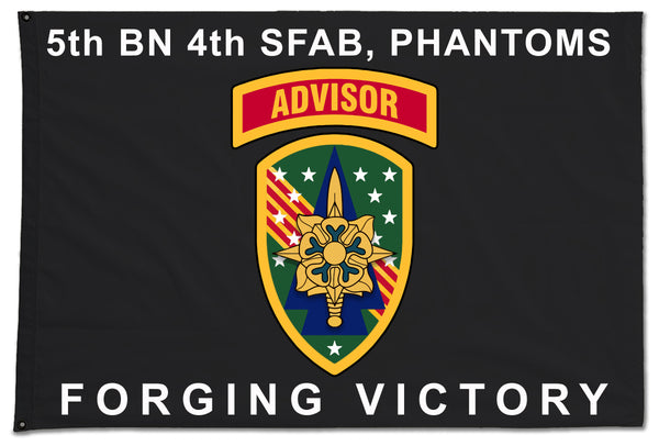 5th BN 4th SFAB Phantom Flag. One Sided with Grommets. Comes in multiple sizes.