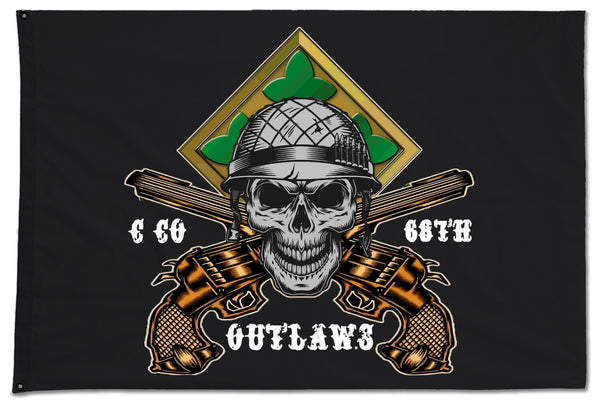 Outlaws Crest Flag. One Sided with Grommets. Comes in multiple sizes.