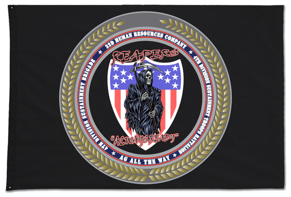 Reapers Crest Flag. One Sided with Grommets. Comes in multiple sizes.