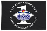 1st Sergeant Council Flag, Two Sided with Grommets, Perfect for Flying Outside. Comes in multiple sizes.