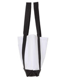 Able Co. Shopping Bag, 18.5"W x 12"H with 3.5" depth. White Polyester with Black Straps and Bottom.