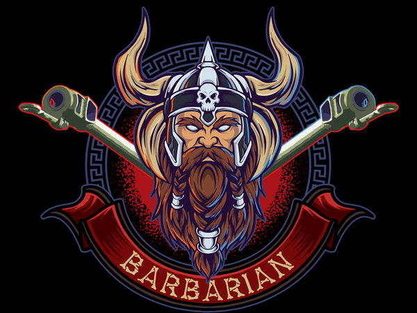 Barbarian Stickers 4"W x 3"H, Individual Stickers, comes packaged in a variety of quantities.