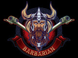 Barbarian Stickers 4"W x 3"H, Individual Stickers, comes packaged in a variety of quantities.