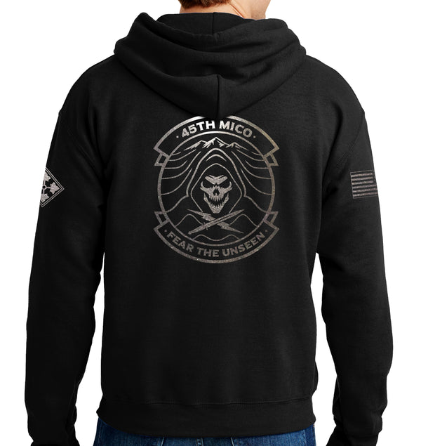 Hoodie Sweatshirt. Black on Black Design. This sweatshirt is NOT approved for PT.