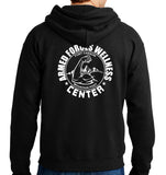 50-50 Blend Unisex Hoodie Sweatshirt. Art on Back