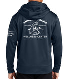 Navy Full Zip Polyester Hoodie Unisex Sweatshirt. Art on Back