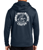 Navy Full Zip Polyester Hoodie Unisex Sweatshirt. Art on Back