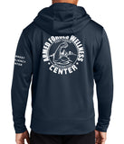 Navy Full Zip Polyester Hoodie Unisex Sweatshirt. Art on Back