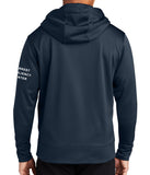 Navy Full Zip Polyester Hoodie Unisex Sweatshirt. Art on Back