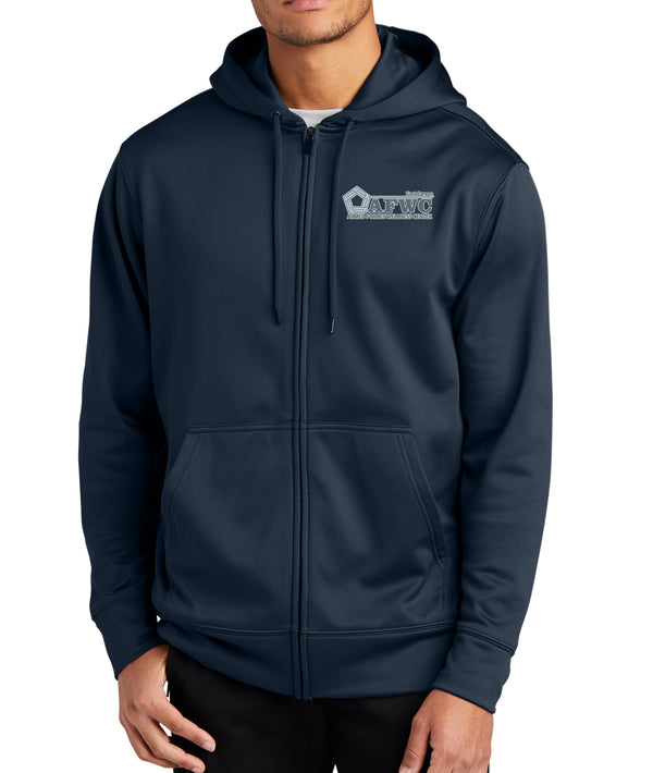 Navy Full Zip Polyester Hoodie Unisex Sweatshirt. Plain Back