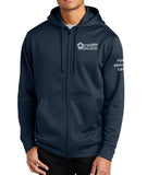 Navy Full Zip Polyester Hoodie Unisex Sweatshirt. Plain Back