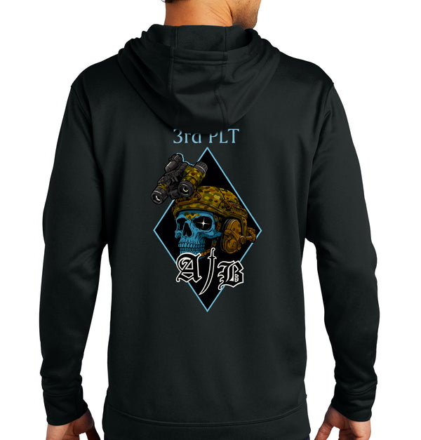 3rd PLT Performance Unisex Hoodie Sweatshirt. (This material is lighter than the 50-50) This sweatshirt is NOT approved for PT.