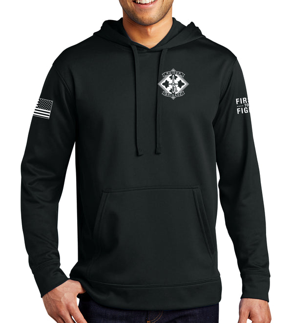 Performance Hoodie Black on Black Sweatshirt. (This material is lighter than the 50-50) This sweatshirt is NOT approved for PT.
