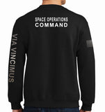 50-50 Blend Black on Black Crewneck Unisex Sweatshirt (Text Down Sleeve). This shirt IS approved for PT.