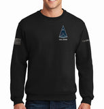 50-50 Blend Black on Black Crewneck Unisex Sweatshirt. This shirt IS approved for PT.