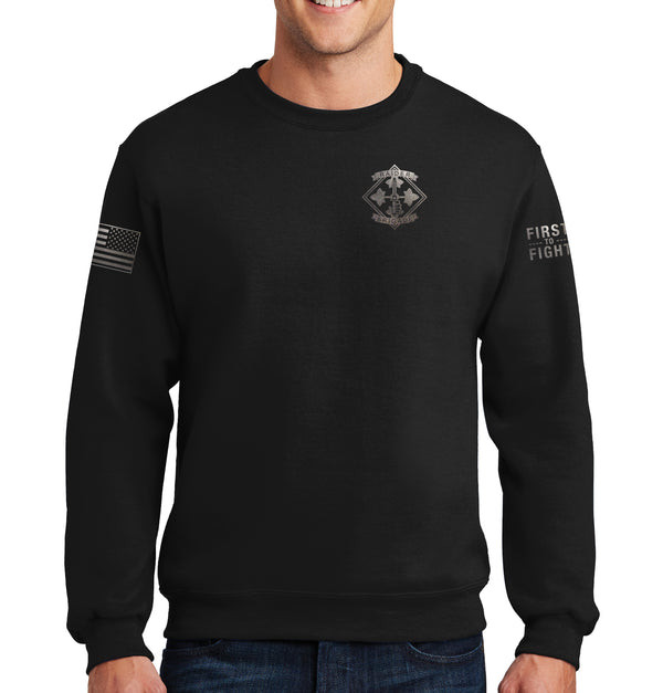 Blk on Blk 50-50 Blend Crewneck Unisex Sweatshirt. This shirt IS approved for PT.