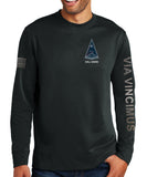 Polyester Black on Black Crewneck Unisex Sweatshirt (Text Down Sleeve). This shirt IS approved for PT.