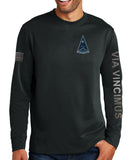 Polyester Black on Black Crewneck Unisex Sweatshirt (Text Down Sleeve). This shirt IS approved for PT.