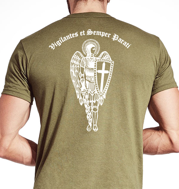 Archangel 6 4th Coyote Tan Unisex Shirt. White Design. This shirt is NOT approved for PT