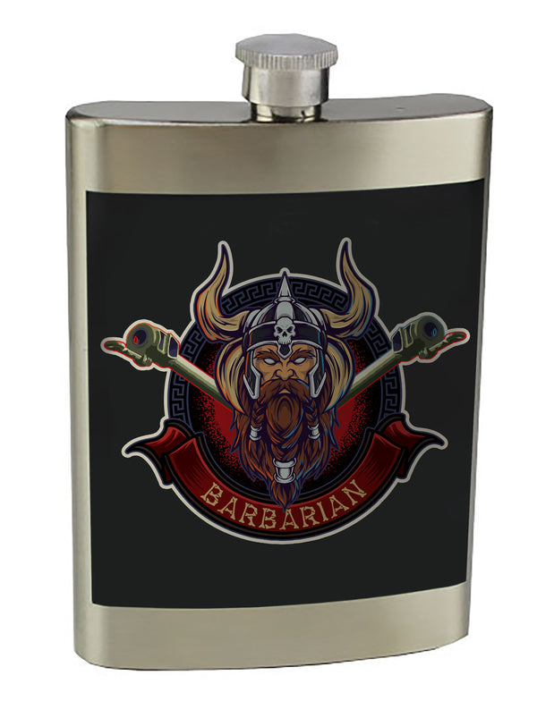 Barbarian 8 oz. Stainless Steel Flask with screw on lid.