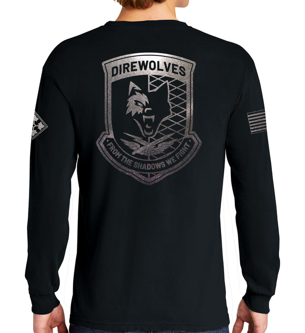 Long Sleeve 50-50 Blend Unisex Shirt. Black on Black Design. This shirt IS approved for PT