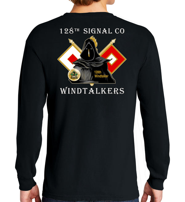 128th Sig Co Long Sleeve 50-50 Blend Unisex Shirt. This shirt IS approved for PT