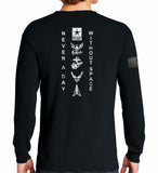 Long Sleeve Black on Black 50-50 Blend Unisex Shirt. This shirt IS approved for PT