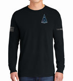 Long Sleeve Black on Black 50-50 Blend Unisex Shirt. This shirt IS approved for PT