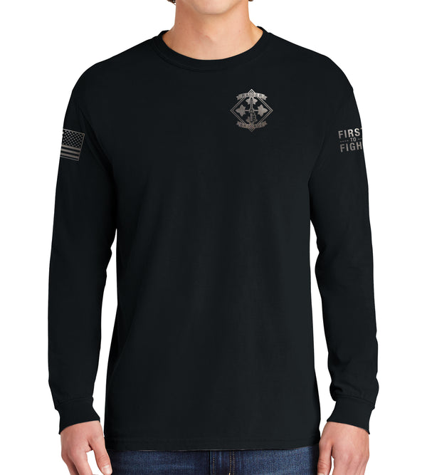 Blk on Blk Long Sleeve 50-50 Blend Unisex Shirt. This shirt IS approved for PT