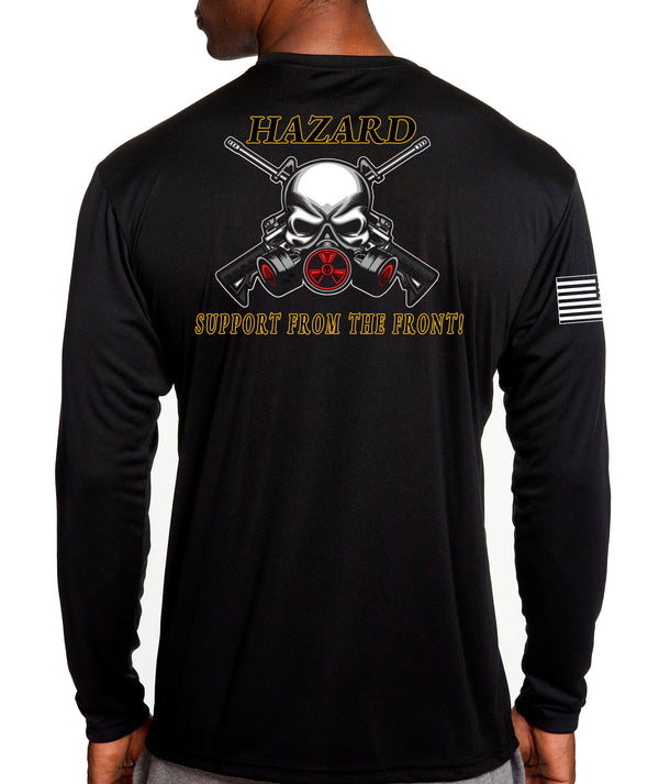 Distro-Hazard Long Sleeve Performance Unisex Shirt. This shirt IS approved for PT