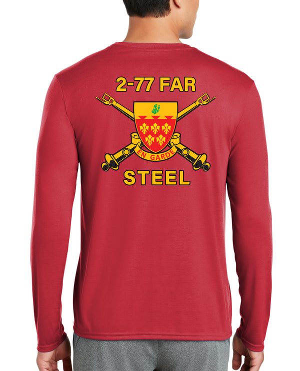 Red Long Sleeve Performance PT Shirt. Not Authorized for PT until July 1, 2024.