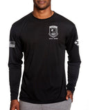 Long Sleeve Performance PT Shirt. White Design. This shirt IS approved for PT.