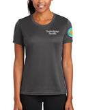 Anniversary Patch Athletic Performance Women's T-Shirt. This shirt comes in multiple colors.