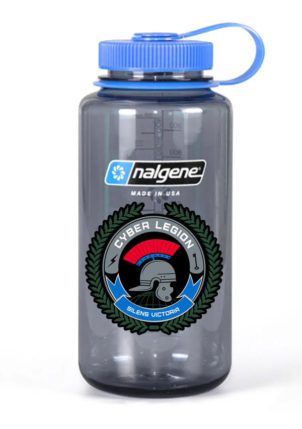 Cyber and Silent 32 oz Nalgene Grey Wide Mouth Water Bottle.