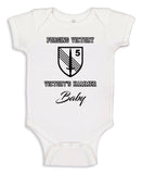 Baby Body Suite White/Black Design. Comes in Different Colors.