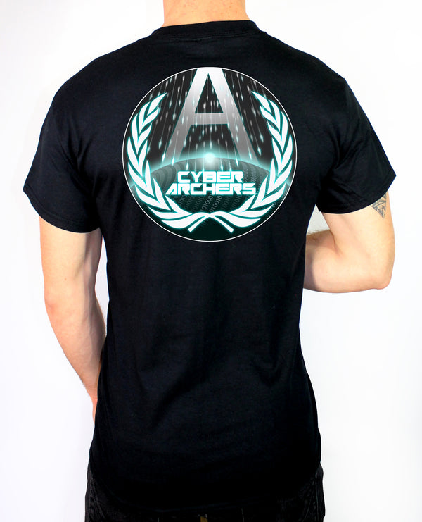 A Co 50-50 Blend Black Unisex PT Short Sleeve Shirt. Approved for PT