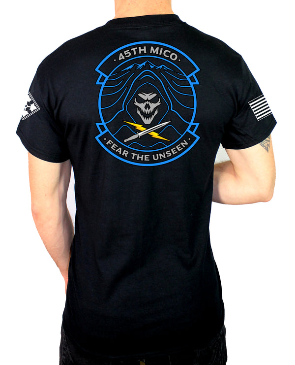 50-50 Blend Black Unisex PT Short Sleeve Shirt. Color Design. Approved for PT