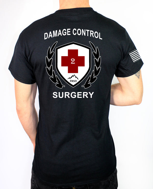 Surgery 50-50 Blend Black Unisex PT Short Sleeve Shirt. Approved for PT