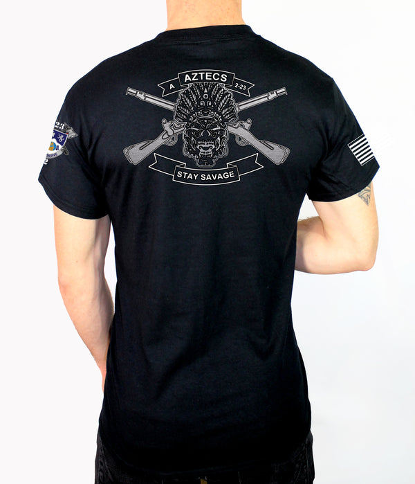 Aztec Co 50-50 Blend Black Unisex PT Short Sleeve Shirt. Approved for PT