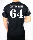 64 Custom Name 50-50 Blend Black Unisex PT Short Sleeve Shirt. Approved for PT