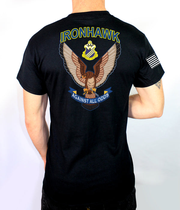 Ironhawk Co 50-50 Blend Black Unisex PT Short Sleeve Shirt. Approved for PT