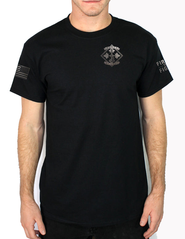 Blk on Blk 50-50 Blend Black Unisex PT Short Sleeve Shirt. Approved for PT