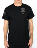 Scout 50-50 Blend Black Unisex PT Short Sleeve Shirt. Approved for PT