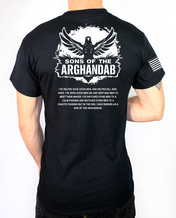 50-50 Blend Black Unisex PT Short Sleeve Shirt. White Design