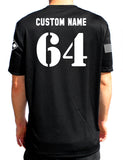 64 Custom Name Athletic Performance Black T-Shirt. This shirt IS approved for PT.