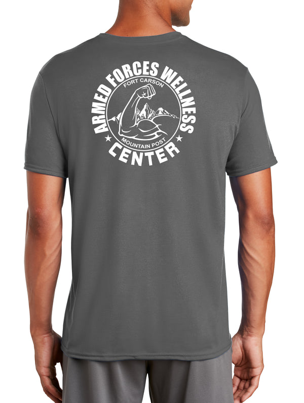 Colors Polyester Performance T-Shirt. (Feels like Cotton) Art on Back, Round Design.