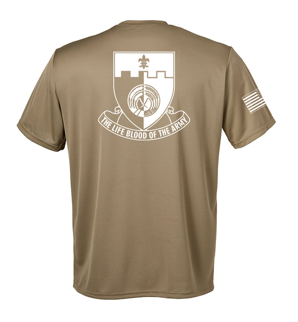 Performance Coyote Tan Closed Mesh Unisex Shirt (White Design). This shirt is NOT approved for PT